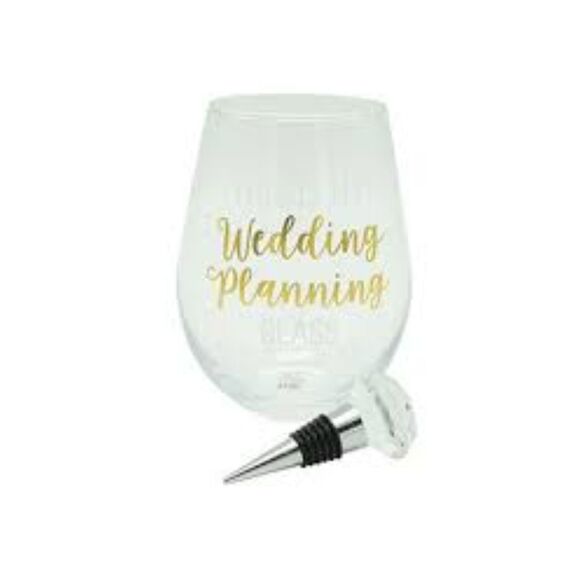 Oversized  This is my Wedding Planning 30 Ounce Wine Glass & Stopper NEW IN BOX - Picture 1 of 7